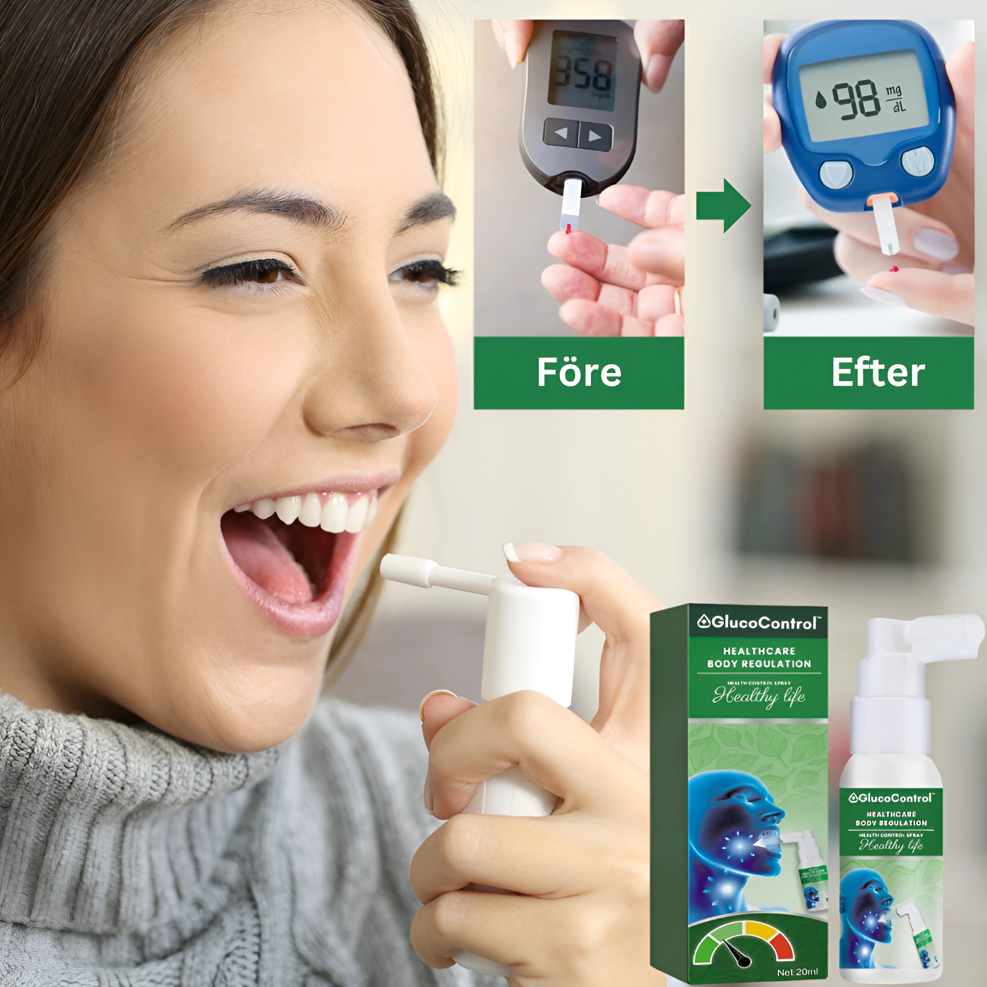 Gluco™ munspray | Stabilisera dina blodsockernivåer på 5 minuter!