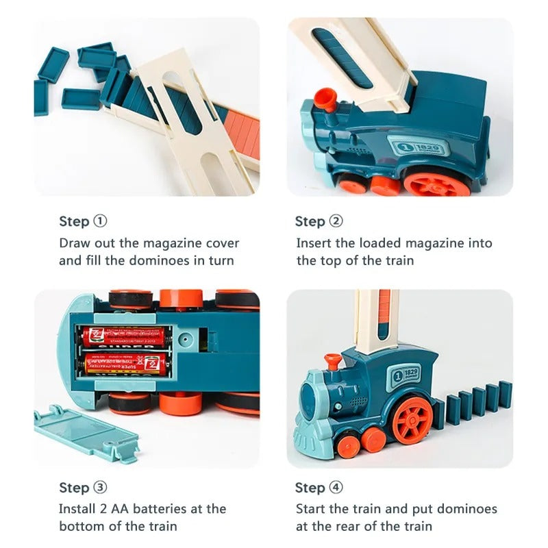 DomiTrain™ - Tåg med automatisk utmatning av dominobrickor | 42% Rabatt