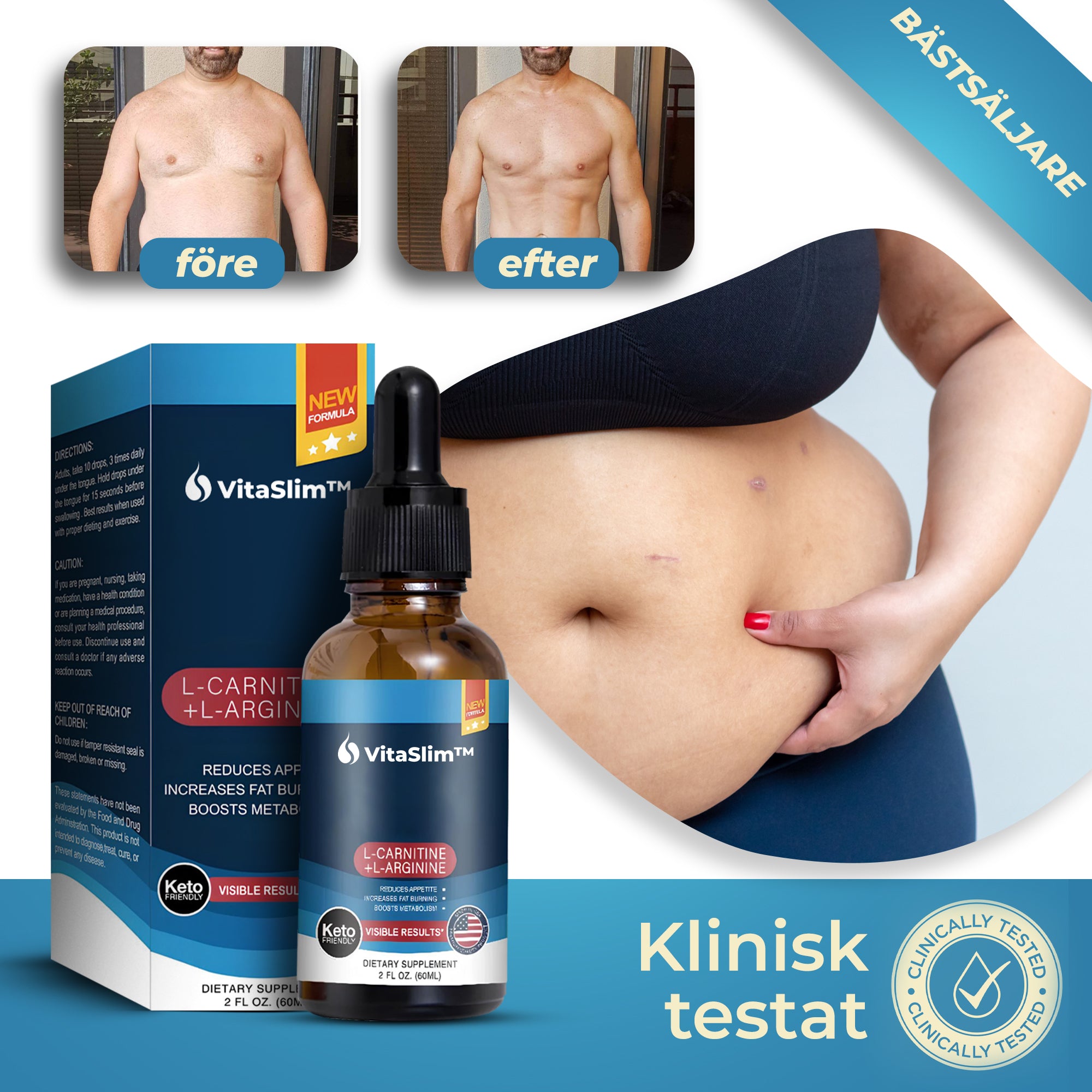 VitaSlim™ - Droppar | Bränn 95% av Överflödigt Fett på Bara 3 Dagar!