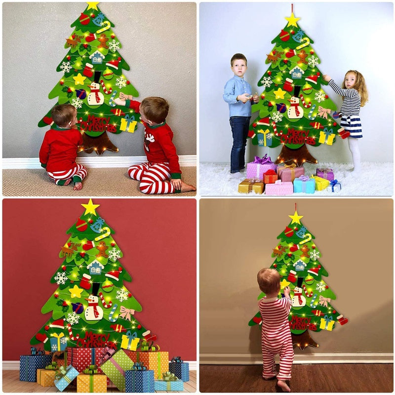 JulKiddieTree™ - DIY-julgran i filt med självhäftande dekorationer | 30% Rabatt