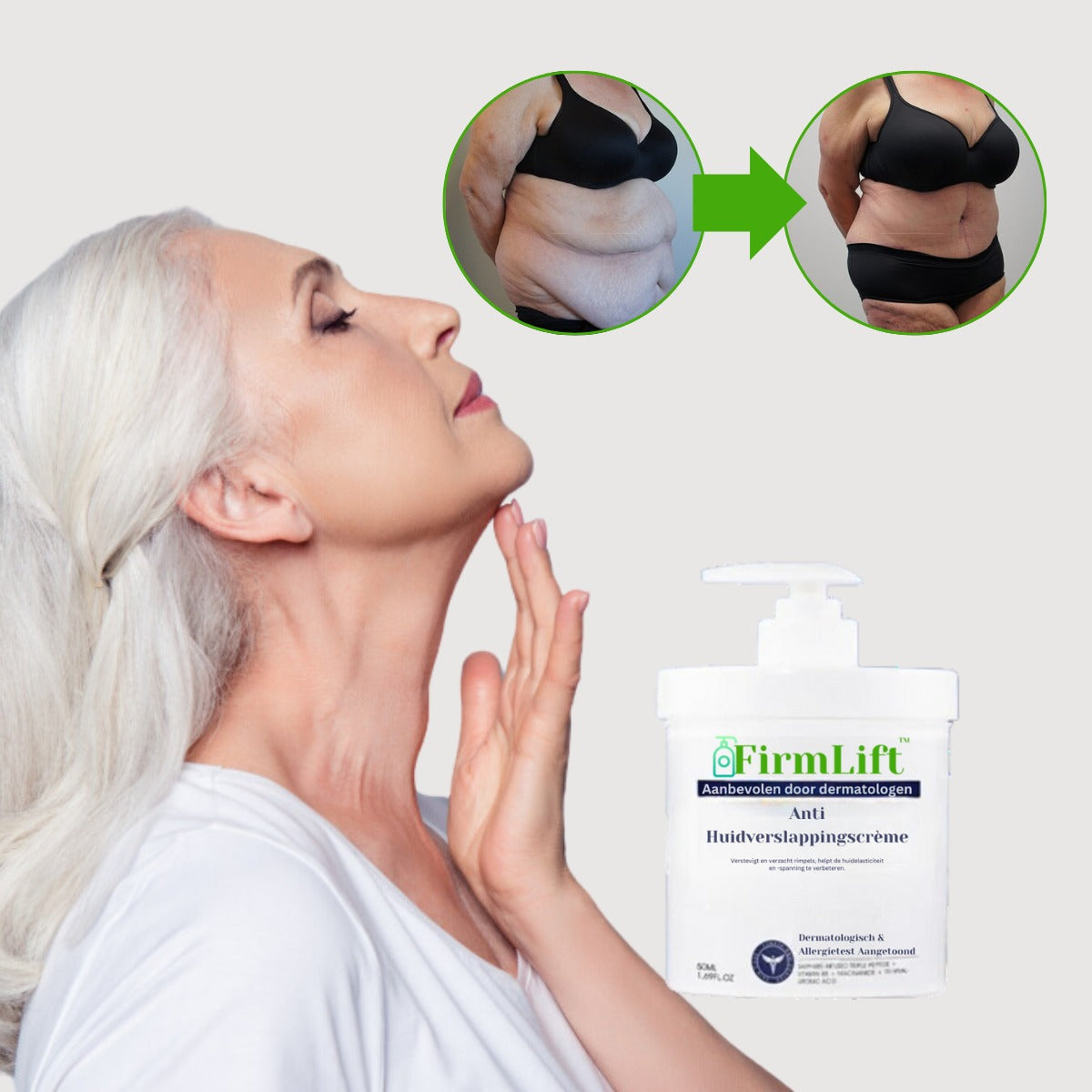 FirmLift™ Kräm mot slapp hud | Stramar upp 87 % av huden på 2 dagar!