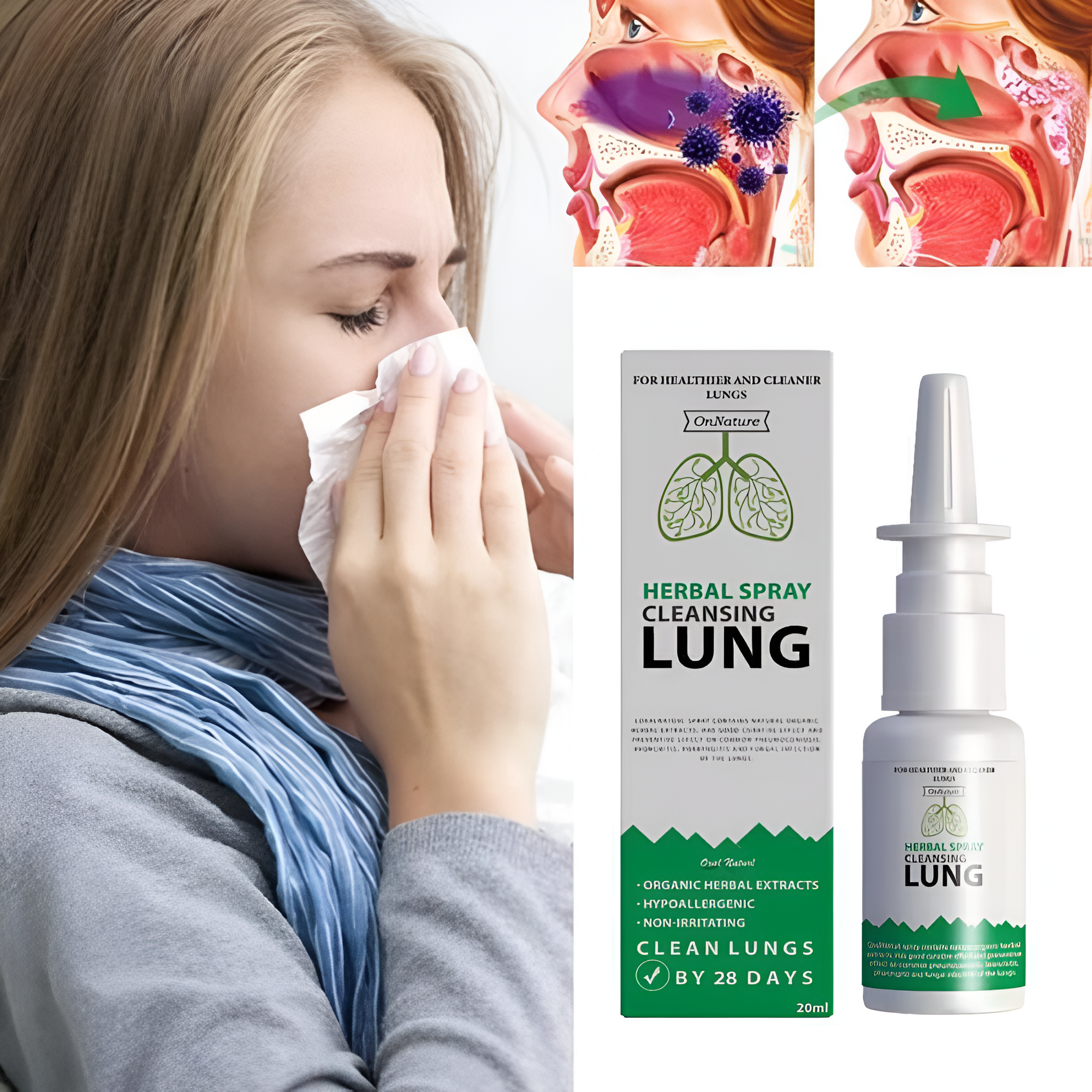 PureBreath™ - örtspray för lungorna | Befriar lungorna från överbelastning på 7 dagar